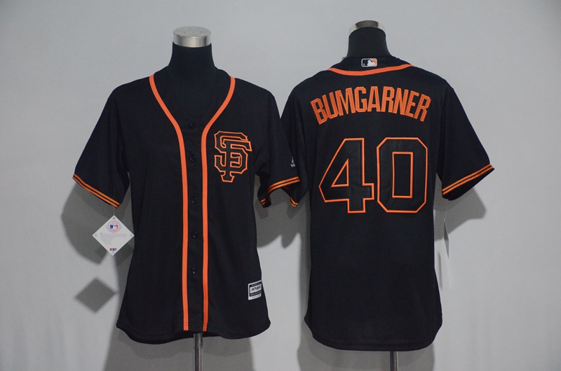 Womens 2017 MLB San Francisco Giants #40 Bumgarner Black Jerseys->women mlb jersey->Women Jersey